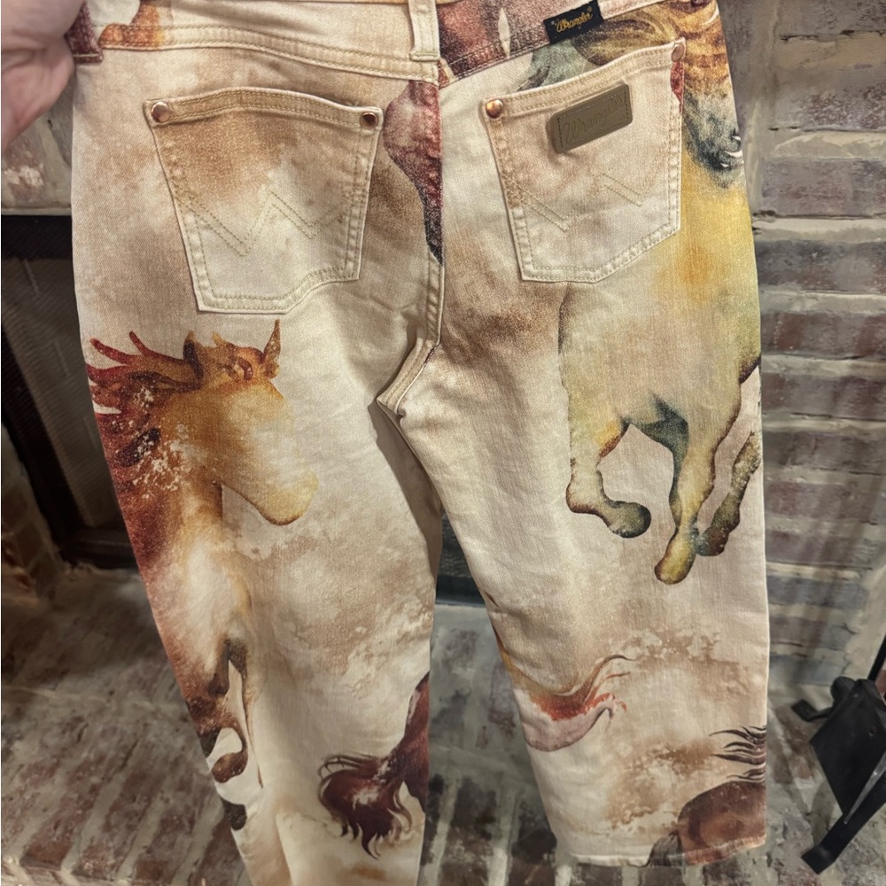 Wrangler Kids Horse Print Jeans - Tan and Orange - Picture 3 of 3